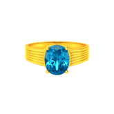 22K Gold Powder Blue CZ Wide Band Ring